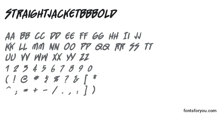 Шрифт StraightjacketBbBold – алфавит, цифры, специальные символы