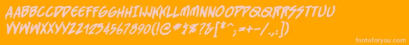 StraightjacketBbBold-Schriftart – Rosa Schriften auf orangefarbenem Hintergrund
