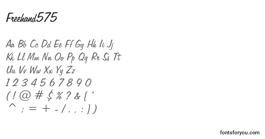 A fonte Freehand575 – alfabeto, números, caracteres especiais