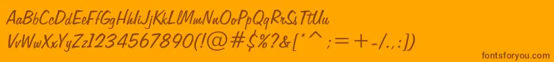 Freehand575-Schriftart – Braune Schriften auf orangefarbenem Hintergrund