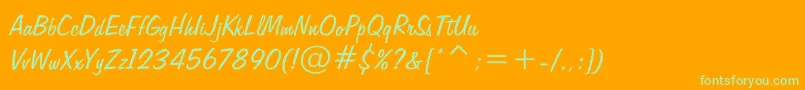 Freehand575-Schriftart – Grüne Schriften auf orangefarbenem Hintergrund