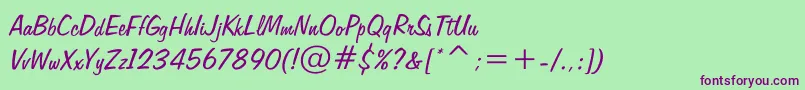 Freehand575 Font – Purple Fonts on Green Background