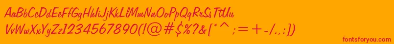 フォントFreehand575 – オレンジの背景に赤い文字