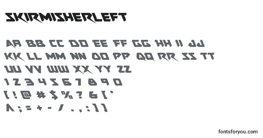 Czcionka Skirmisherleft – alfabet, cyfry, specjalne znaki