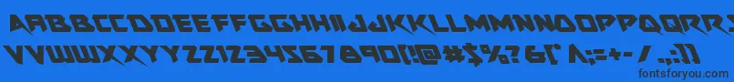 Skirmisherleft-Schriftart – Schwarze Schriften auf blauem Hintergrund