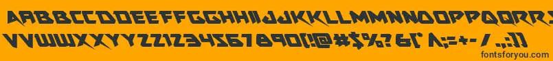 Skirmisherleft-Schriftart – Schwarze Schriften auf orangefarbenem Hintergrund