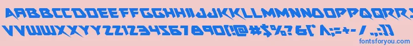 Skirmisherleft-Schriftart – Blaue Schriften auf rosa Hintergrund