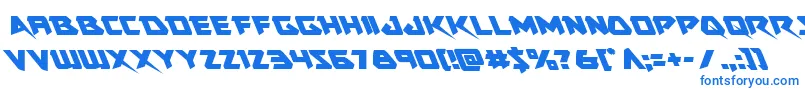 Skirmisherleft-Schriftart – Blaue Schriften auf weißem Hintergrund