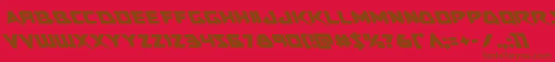 フォントSkirmisherleft – 赤い背景に茶色の文字
