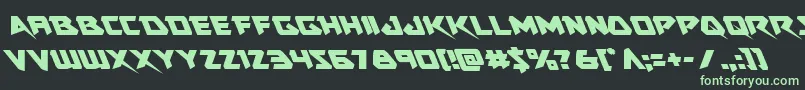 フォントSkirmisherleft – 黒い背景に緑の文字