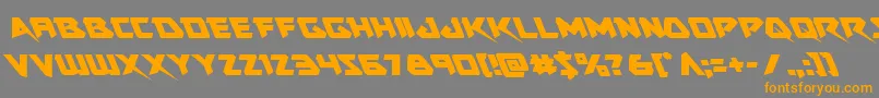 Skirmisherleft-Schriftart – Orangefarbene Schriften auf grauem Hintergrund