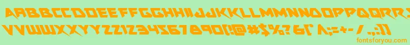 Skirmisherleft-Schriftart – Orangefarbene Schriften auf grünem Hintergrund