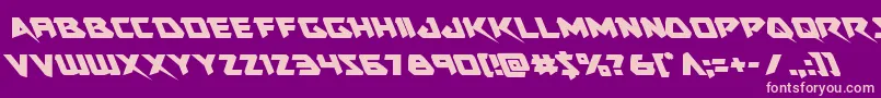 Skirmisherleft-Schriftart – Rosa Schriften auf violettem Hintergrund