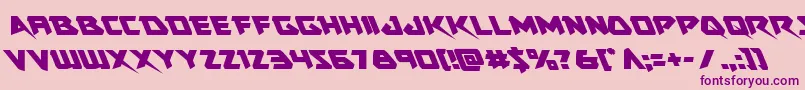 Skirmisherleft-Schriftart – Violette Schriften auf rosa Hintergrund