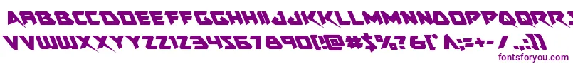 Skirmisherleft-Schriftart – Violette Schriften auf weißem Hintergrund