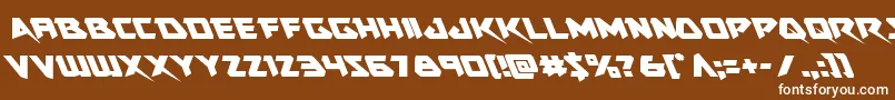 フォントSkirmisherleft – 茶色の背景に白い文字