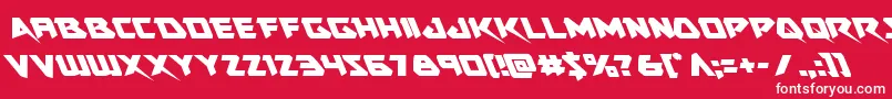 Skirmisherleft-Schriftart – Weiße Schriften auf rotem Hintergrund