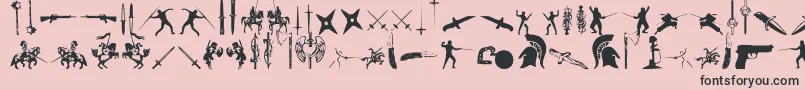 GodsOfWar-Schriftart – Schwarze Schriften auf rosa Hintergrund