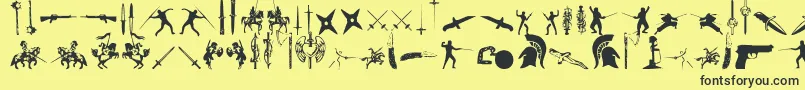 GodsOfWar-fontti – mustat fontit keltaisella taustalla