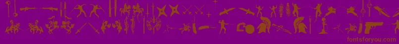 GodsOfWar-Schriftart – Braune Schriften auf violettem Hintergrund