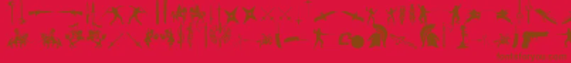 GodsOfWar-Schriftart – Braune Schriften auf rotem Hintergrund