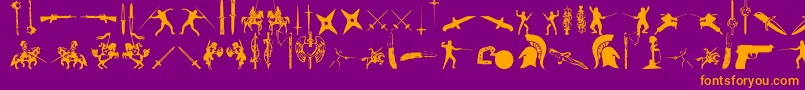 GodsOfWar-Schriftart – Orangefarbene Schriften auf violettem Hintergrund