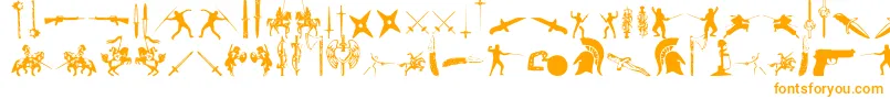 GodsOfWar-Schriftart – Orangefarbene Schriften auf weißem Hintergrund