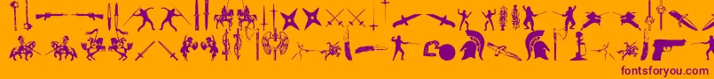 GodsOfWar-fontti – violetit fontit oranssilla taustalla