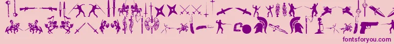 GodsOfWar-Schriftart – Violette Schriften auf rosa Hintergrund