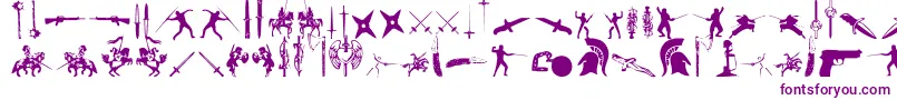 GodsOfWar-Schriftart – Violette Schriften auf weißem Hintergrund