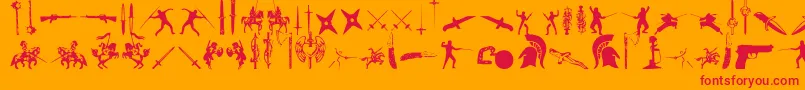 GodsOfWar-Schriftart – Rote Schriften auf orangefarbenem Hintergrund