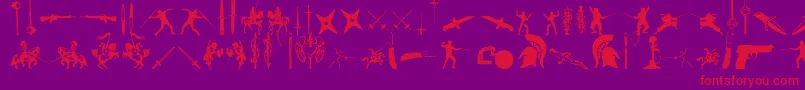 GodsOfWar-fontti – punaiset fontit violetilla taustalla