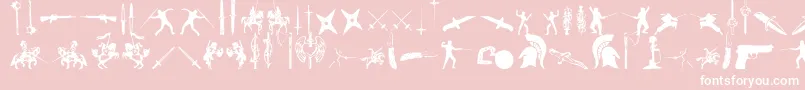 GodsOfWar-Schriftart – Weiße Schriften auf rosa Hintergrund