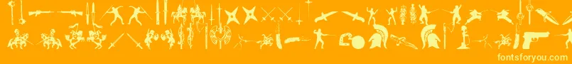 GodsOfWar-Schriftart – Gelbe Schriften auf orangefarbenem Hintergrund