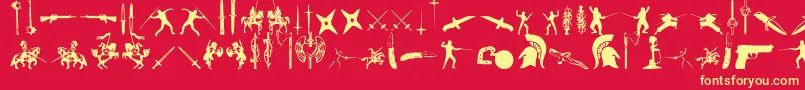 GodsOfWar-Schriftart – Gelbe Schriften auf rotem Hintergrund