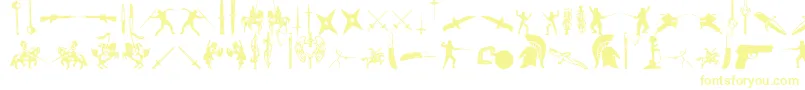 GodsOfWar-Schriftart – Gelbe Schriften auf weißem Hintergrund