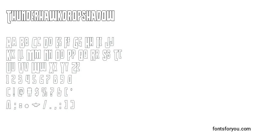 A fonte Thunderhawkdropshadow – alfabeto, números, caracteres especiais