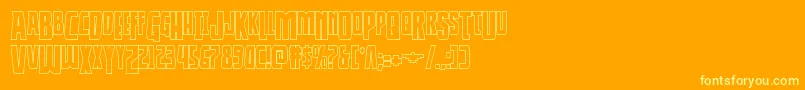 Thunderhawkdropshadow-Schriftart – Gelbe Schriften auf orangefarbenem Hintergrund