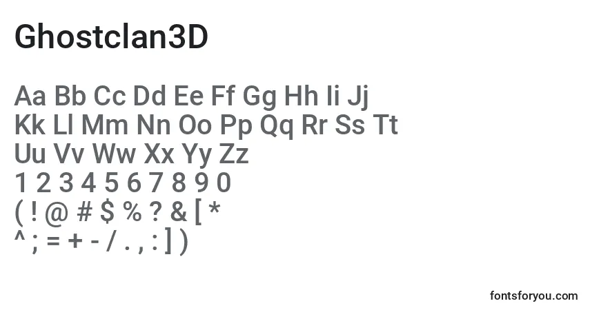 Schriftart Ghostclan3D – Alphabet, Zahlen, spezielle Symbole