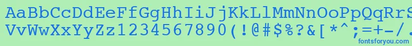 NtcouriervkNormal-Schriftart – Blaue Schriften auf grünem Hintergrund