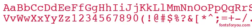 フォントNtcouriervkNormal – 白い背景に赤い文字