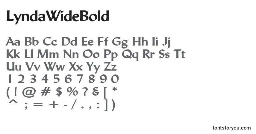 A fonte LyndaWideBold – alfabeto, números, caracteres especiais