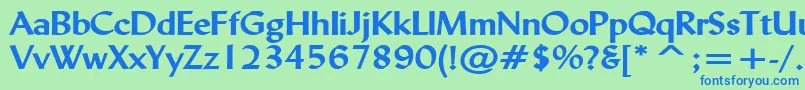 LyndaWideBold Font – Blue Fonts on Green Background