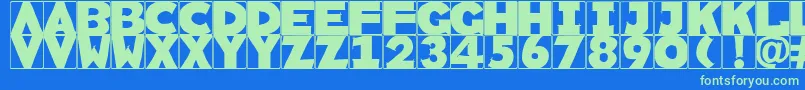 フォントRememberscribbledtypes – 青い背景に緑のフォント