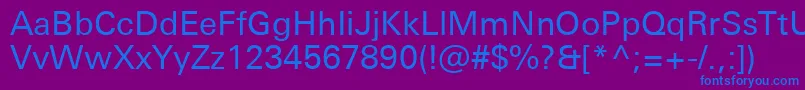 フォントUniversNextProRegular – 紫色の背景に青い文字