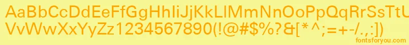 フォントUniversNextProRegular – オレンジの文字が黄色の背景にあります。