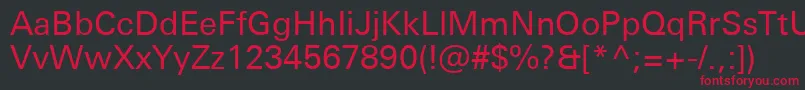 フォントUniversNextProRegular – 黒い背景に赤い文字