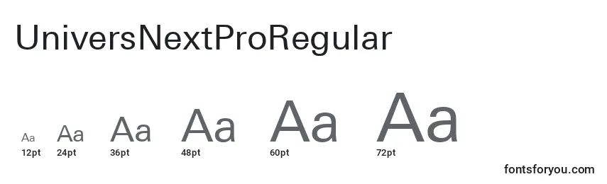 Размеры шрифта UniversNextProRegular