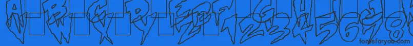フォントMysteryWhite – 黒い文字の青い背景