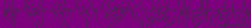 フォントMysteryWhite – 紫の背景に黒い文字